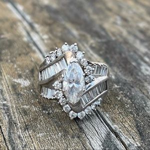 Michael Valitutti Gems En Vogue Sterling Silver CZ Statement Cubic Ring Size 8